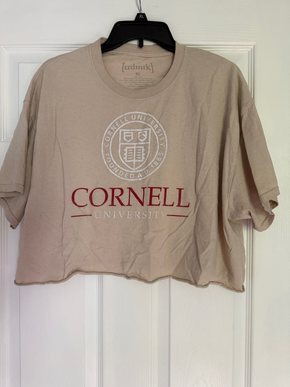 Cornell University Beige Logo Cropped Tee